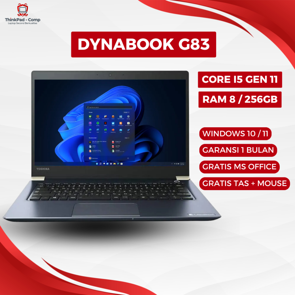 dynabook G83/FU―Core i5 / 8GB / SSD256GB Jual Toshiba Dynabook G83 Intel Core i5 Gen 11 RAM 8GB SSD 256GB