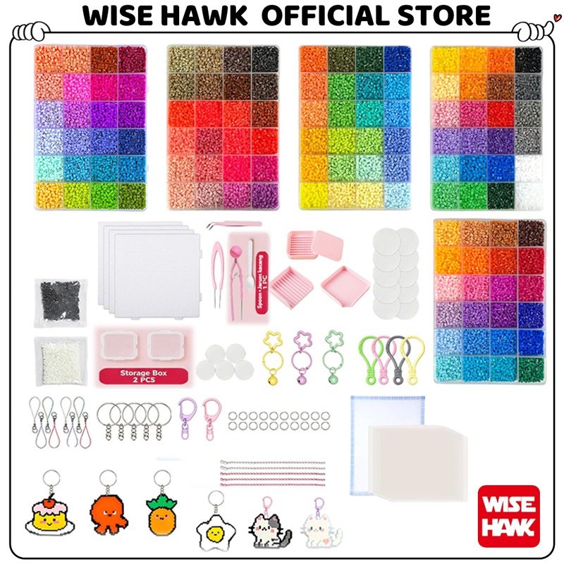 WISEHAWK Perler Beads Set 24 Warna DIY Fuse Beads Mainan Edukasi Kerajinan Tangan Anak Kreatif
