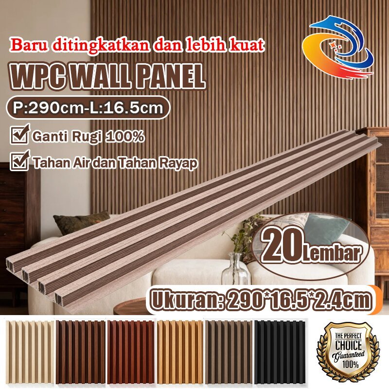 20 Lembar Wall WPC Wood Panel [290cm*16.5cm] WPC Wall Panel Anti Rayap Dan Anti Air WPC Aesthetic Dinding Motif Kayu 3D Papan dinding WPC Dekorasi Dinding