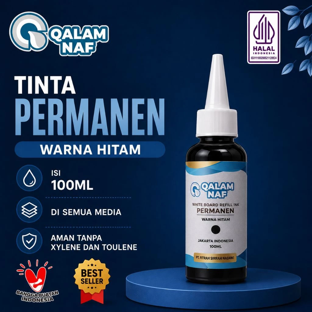 Tinta Spidol Permanen Qalam 100ml Permanen Karung Tinta Permanent Plastik Warna Hitam
