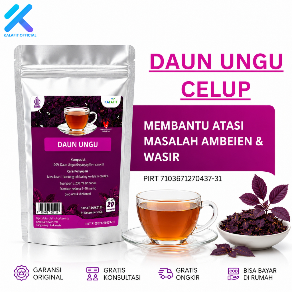 KALAFIT Daun Ungu Celup Handeuleum Obat Wasir Ambeven Daun Ungu Obat Ambeyen 20bags