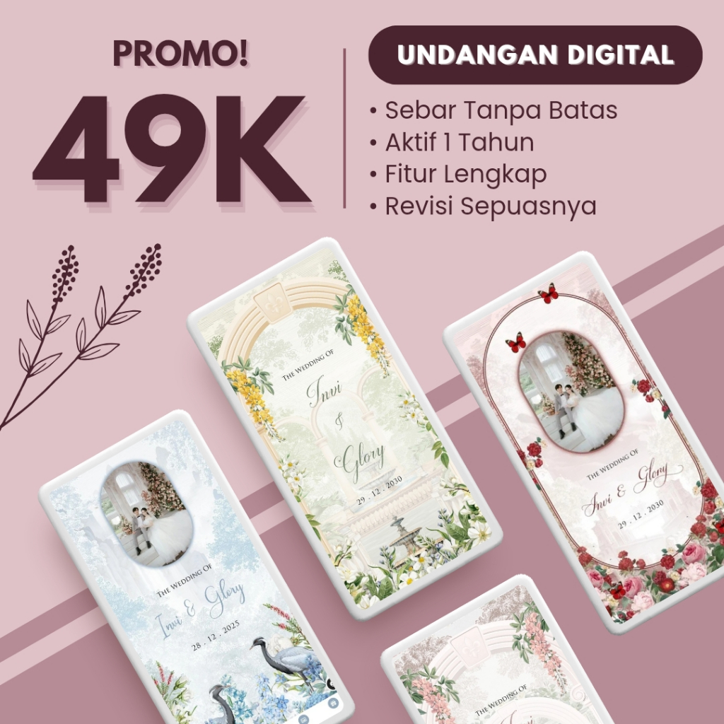 Undangan Digital Pernikahan Website Online | Undangan Nikah Web Premium Foto & Tanpa Foto