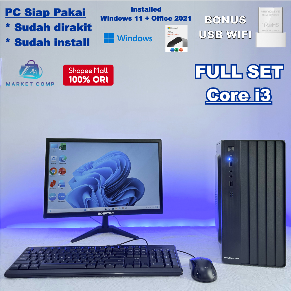 Full Set PC Rakitan Core i3 - CPU Komputer Kantor