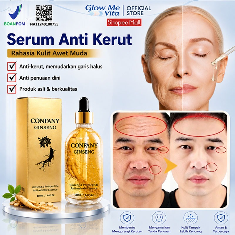 Bpom serum ginseng anti kerutan di wajah anti aging serum mencerahkan wajah glowing ginseng penghilang kerutan di wajah