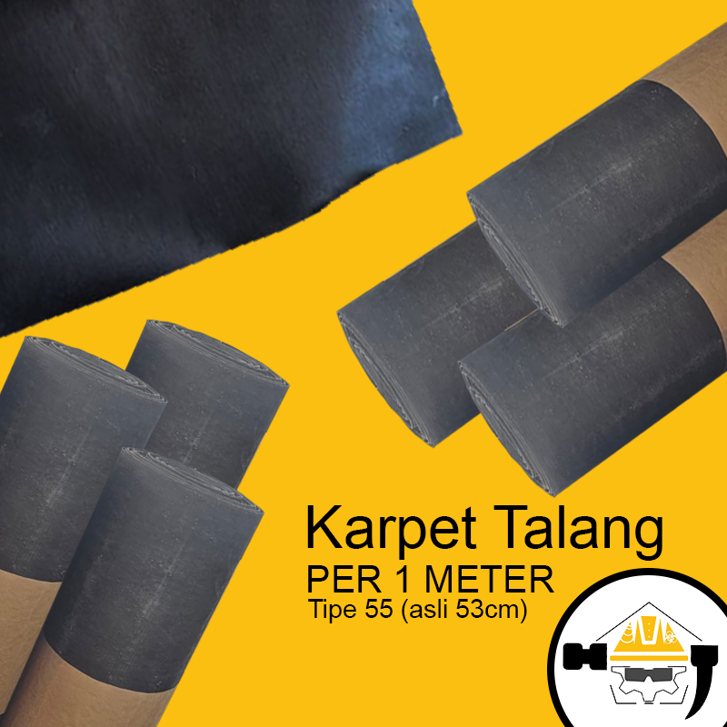 (PER 1 METER TANPA PUTUS) Karpet Talang Air 55 (Actual 53cm) Tahan Cuaca & Anti Bocor Hitam