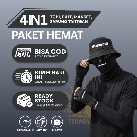 [COD] Paketan 4in1 Mancing Anti Panas dan Sinar UV auto strike