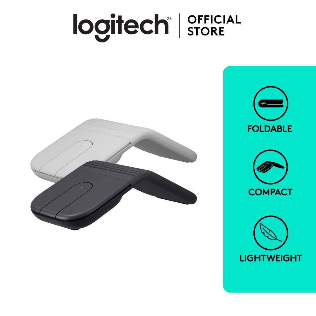 Logitech Mobi Fold, Mouse Perjalanan Ultra-Portabel, Kecil dan Ringan, Gulir Sentuh, Klik Tenang, 4K DPI, Bluetooth, untuk Windows PC, Mac, Chromebook