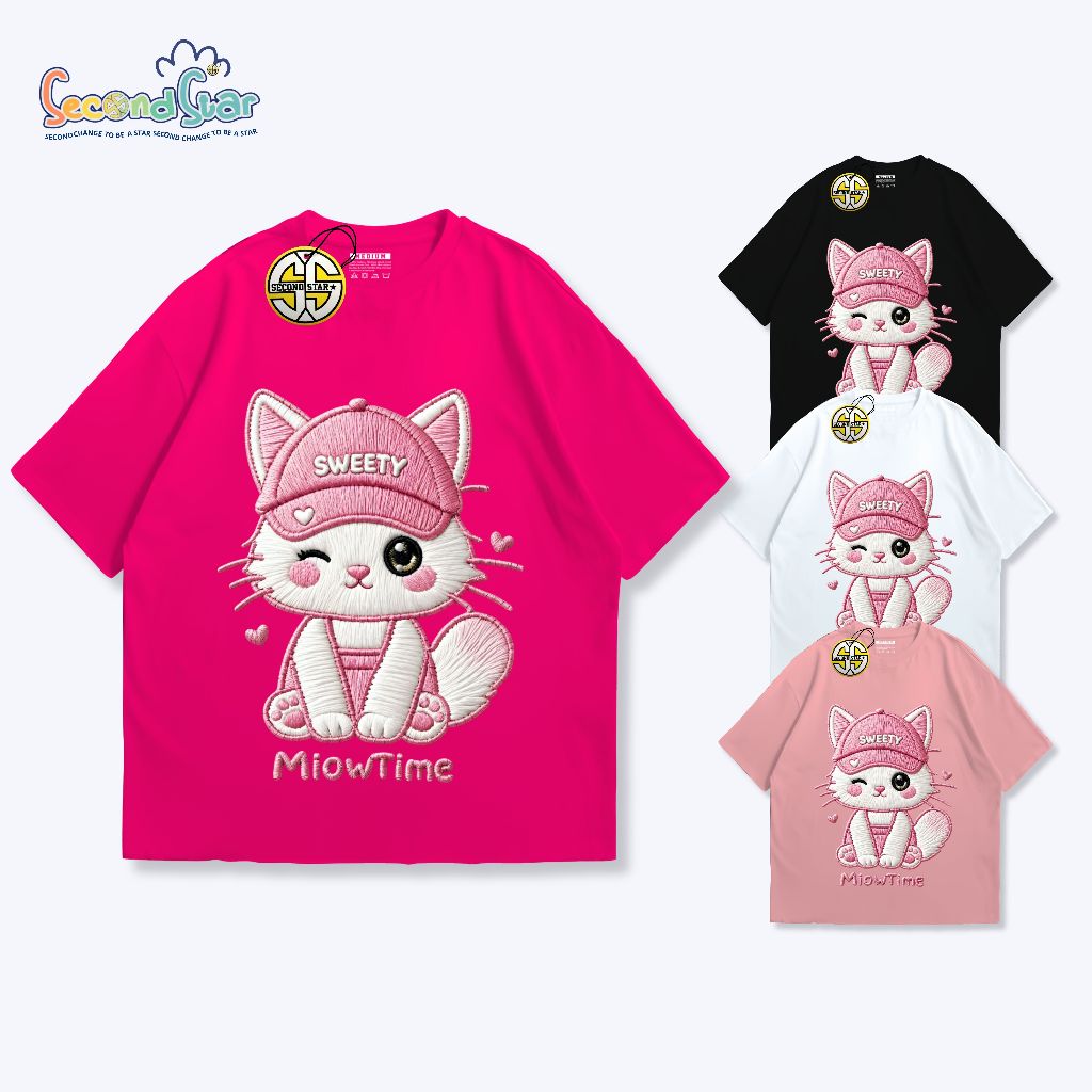 Kaos Anak Motif Kucing Cute Miow Time - SSA52