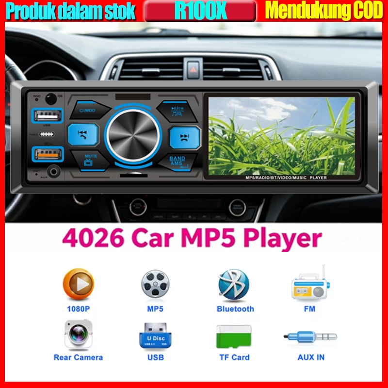 4026 Head Unit Tape Mobil MP5 Player Bluetooth Monitor LCD 4.1 Inch Audio Mobil Support Kamera