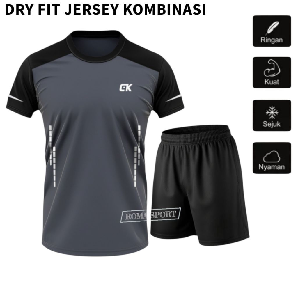 Setelan Jersey Baju dan Celana Olahraga Voli Lari Running Futsal jogging fitnes Gym Pria Dan Wanita