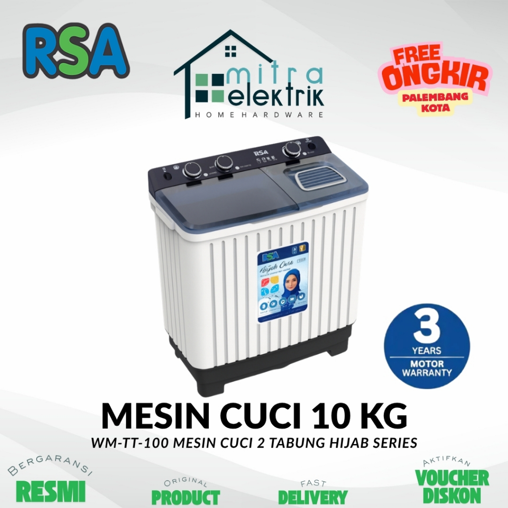 Jual Mesin Cuci RSA WM-TT100 2 Tabung 10 Kg Hijab Wash Series | Shopee ...