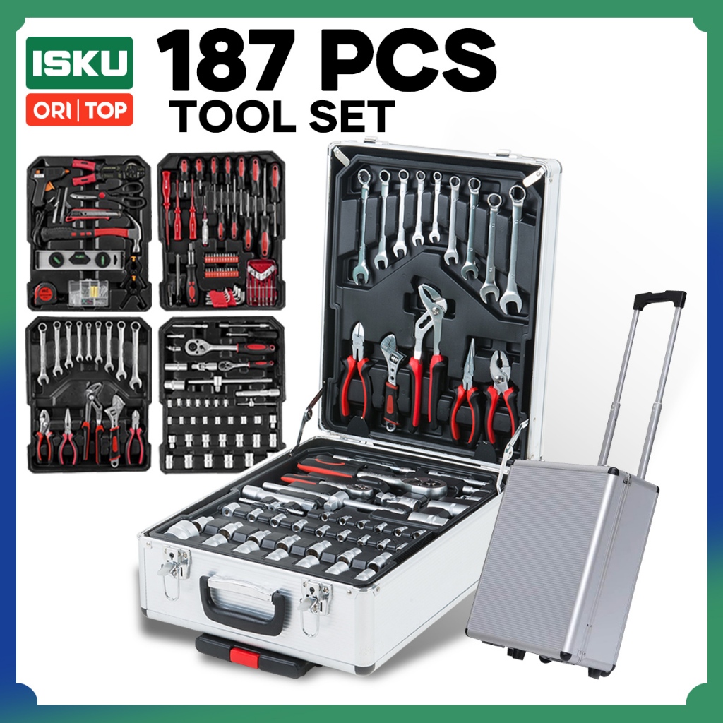 Jual ISKU 187 Pcs Tool Kit Set Koper Troli Perkakas Mekanik Bengkel ...