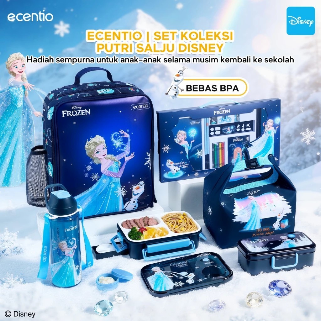 Jual ECENTIO Disney Elsa Frozen Set Lunch Box & Botol Minum BPA Free ...