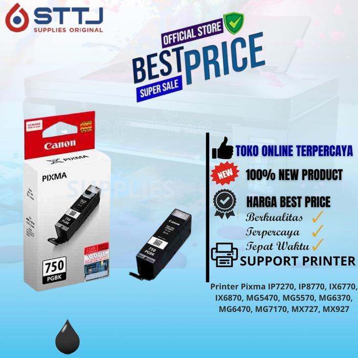 Jual Tinta Canon PGI 750 PGBK Cartridge Original Printer IX6870 IP7270 ...