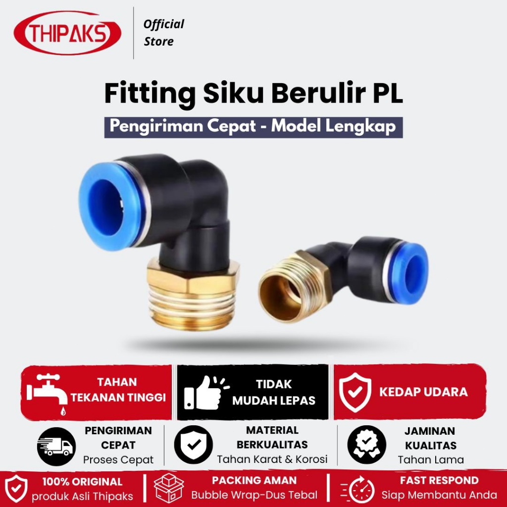Jual PL6 - PL8 -PL10 -PL12 - PL16 FITTING PNEUMATIC ELBOW NEPPEL ...