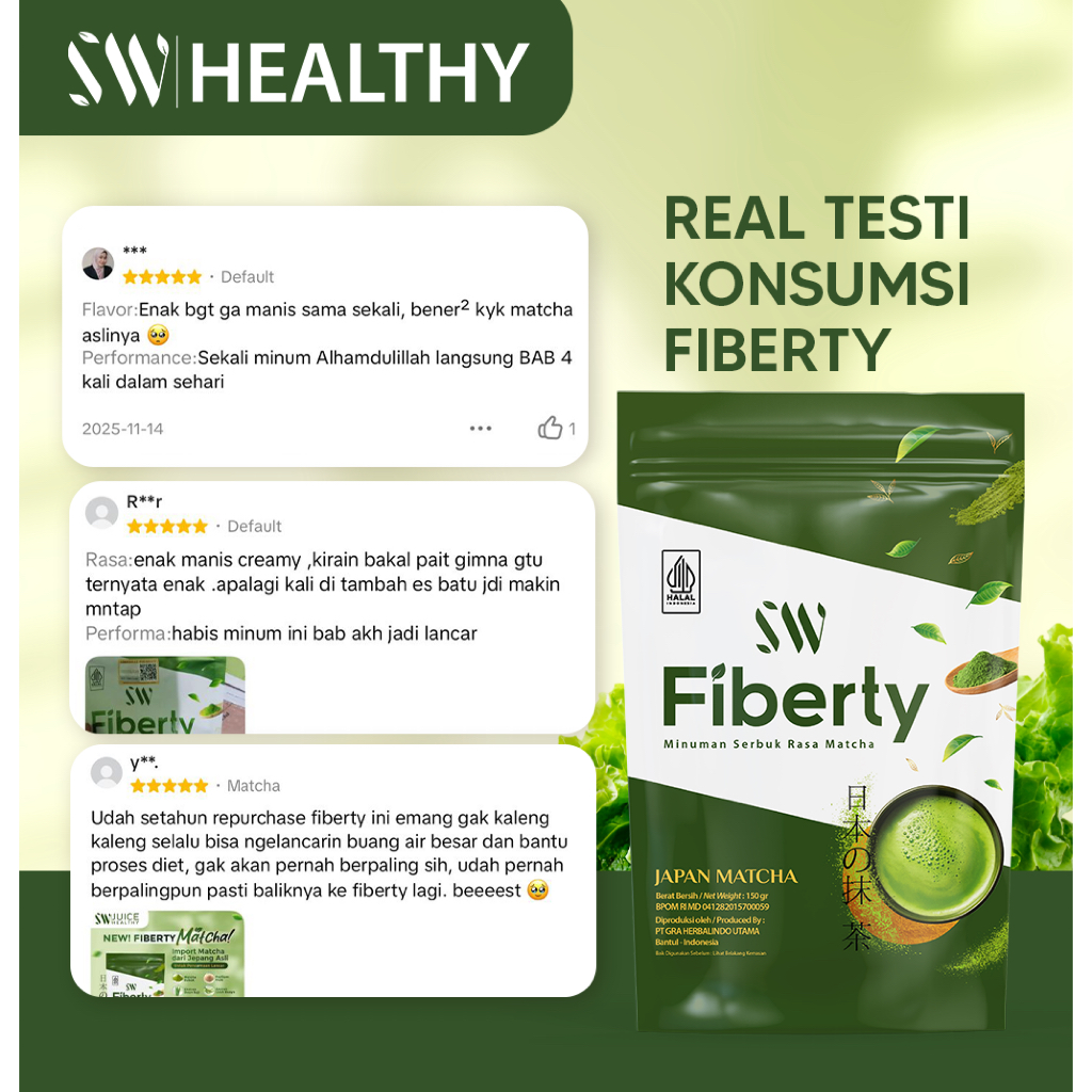 Jual Sarwendah SW Fiberty [ 150 gr ] Fiber Rasa Matcha import Jepang ...