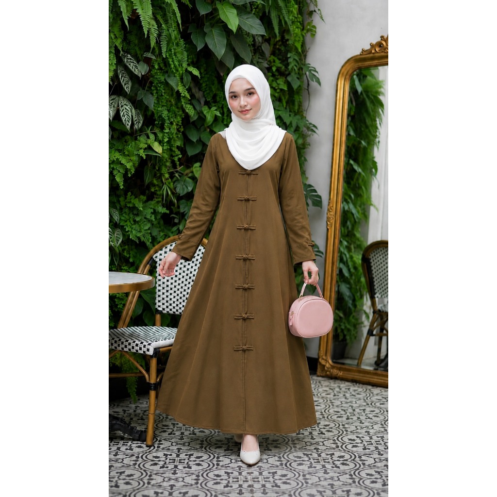 Gamis Abaya Cheongsam wanita bahan anti UV busui friendly 3 varian ukuran kerah ciangi  Dress Maxi Kondangan