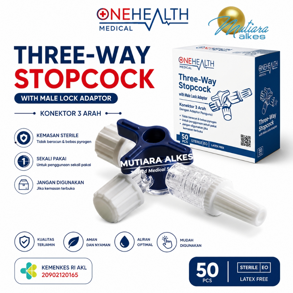 Jual ONEHEALTH 3 Way Stopcock Threeway Sambungan Konektor Selang Infus ...