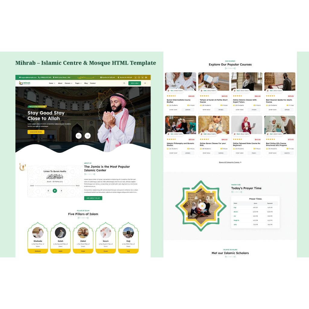 Mihrab – Template Website Masjid & Pusat Kegiatan Islam Modern Multifungsi