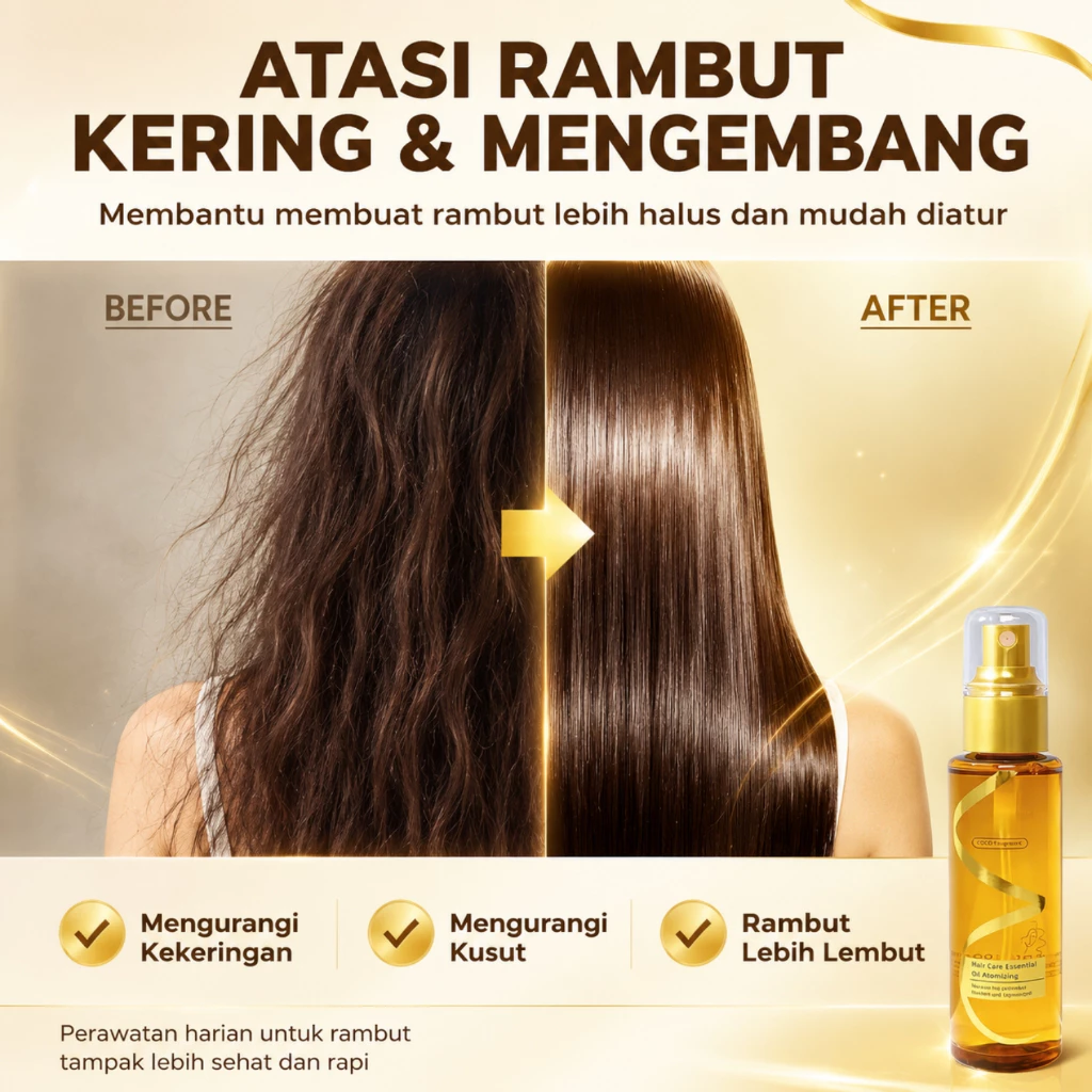 Hasil setelah pakai hair oil spray