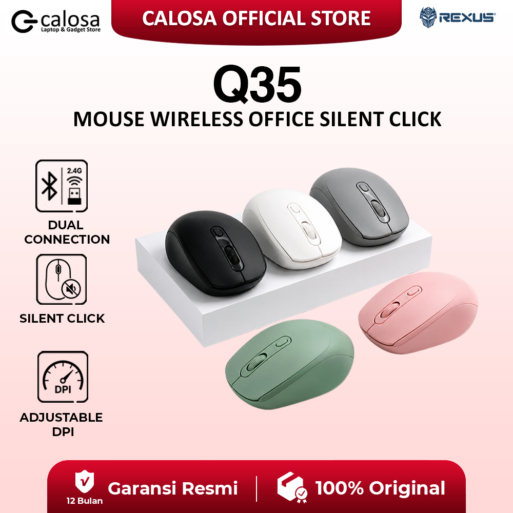 Jual Rexus Q30 Q35 Mouse Wireless + Bluetooth Silent Click Office ...
