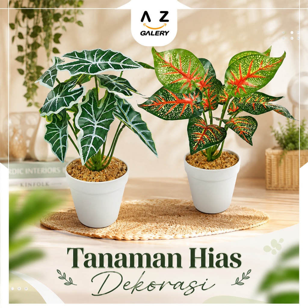 Hiasan Rumah Bunga Hias Imitasi Daun Keladi Monstera Pajangan Artificial Flower PBP09