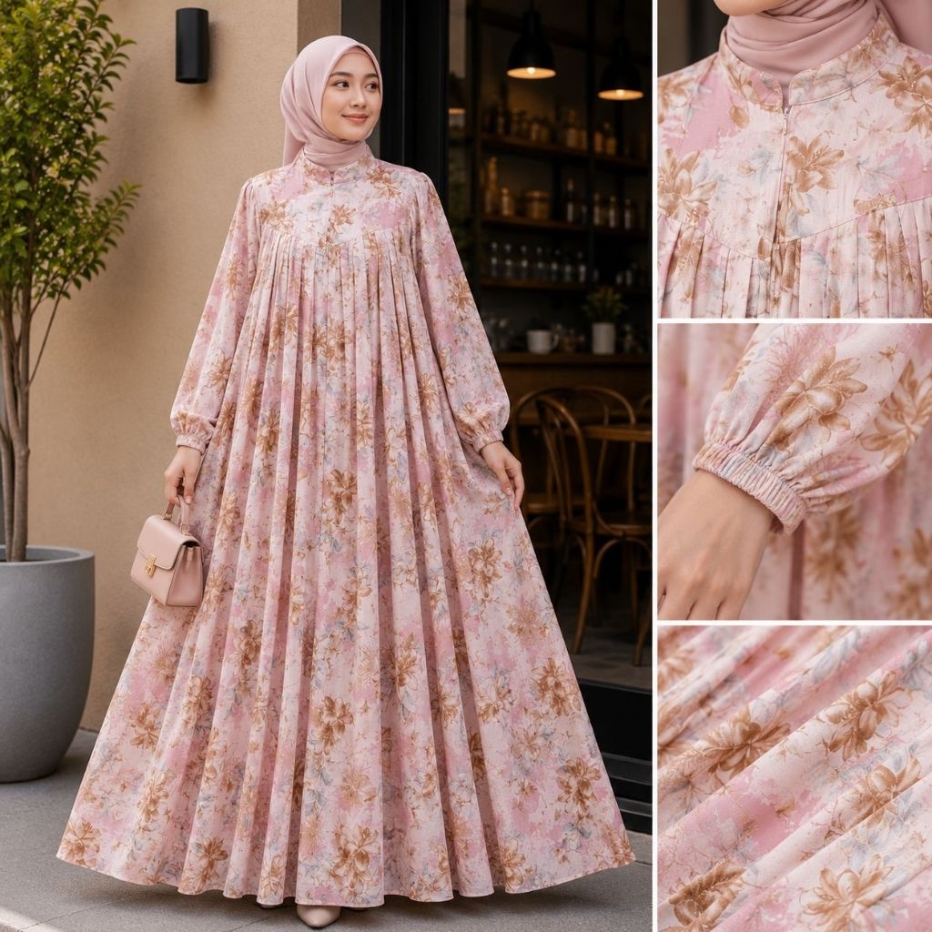 AISHA DRESS By ZIYA DAILY FASHION ~ Gamis Rayon Premium Kerah Zipper Muslim Nyaman Wanita