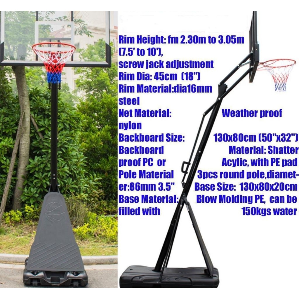 Jual Ring basket dengan tiang dan papan ACRYLIC portable ring basket ...