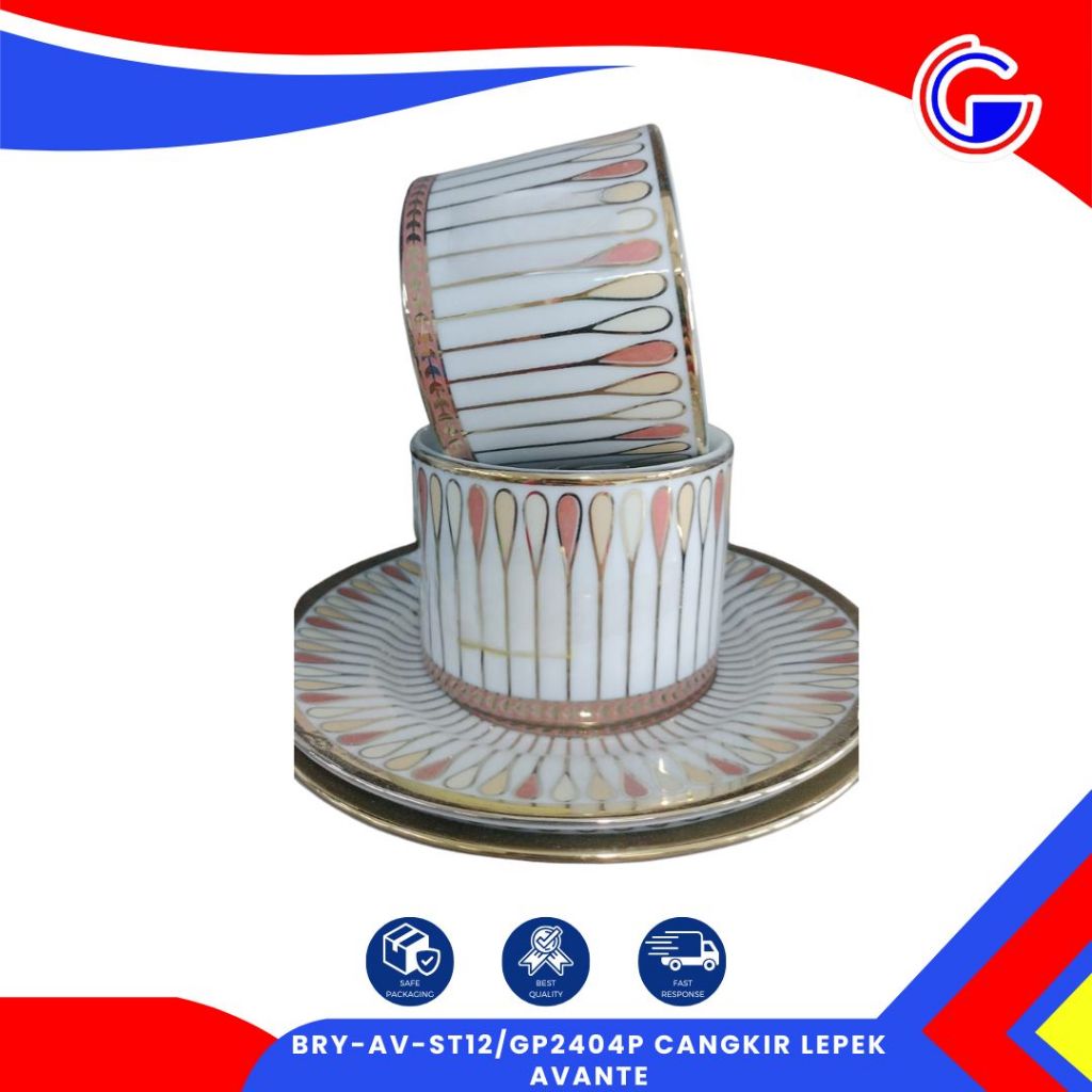 Keramik Set Cangkir Lepek-Cangir Lepek Aventa-Satu Set Cangkir Motif