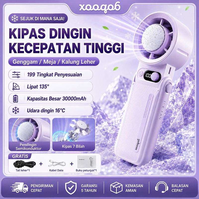 Xooqo6 Kipas Angin Portable Mini Dapat Dilipat Kipas Kencang Strong Wind 199 Gear Wind Speed Kipas Angin Turbo Fan Digital Display - foto 1