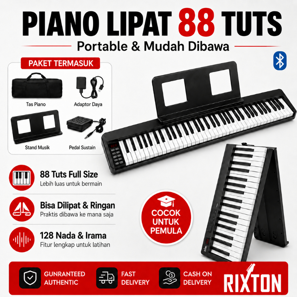 Jual RIXTON Portable Digital Piano 88/61 Keys Foldable Piano Keyboard ...