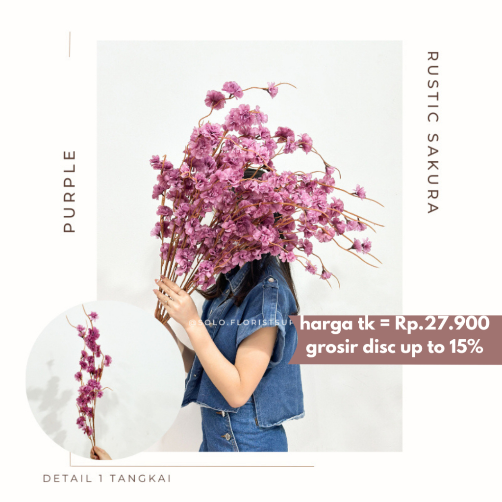 Jual RUSTIC SAKURA CHERRY BLOSSOM SPRAY ARTIFICIAL FLOWER BUNGA PALSU ...