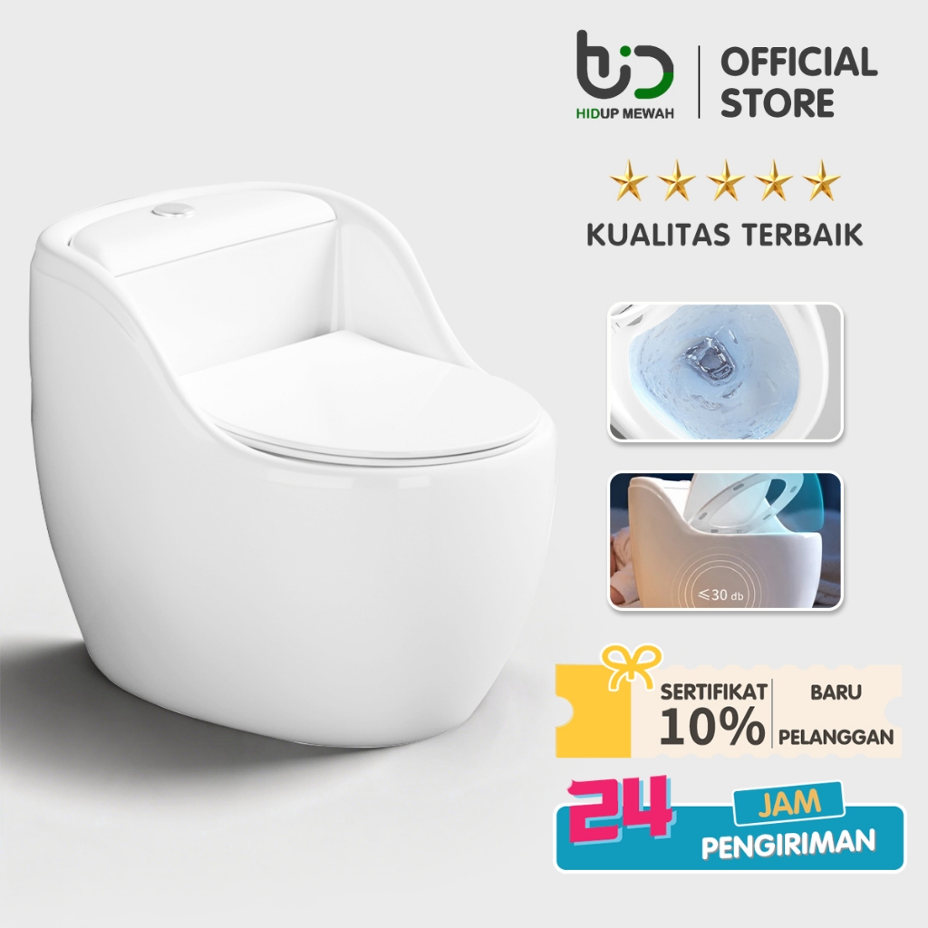 Hidup Mewah Kloset Duduk Ecowasher Soft Close Closet Desain Modern Dudukan Ergonomis Anti Bau Percikan Flush Tornado