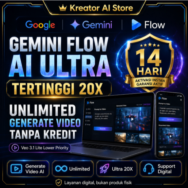 [Fast Respon] Gemini Flow AI Ultra 14 Hari | Unlimited Generate Video AI Tanpa Kredit Veo 3.1 Lite