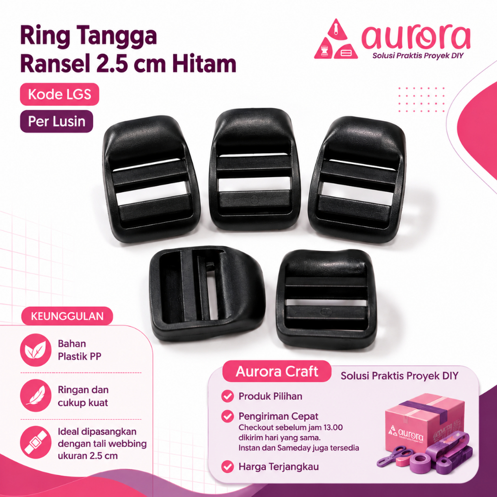 Jual Ring Tangga Ransel 2.5 cm Hitam Kode LGS Per Lusin | Ladder Lock ...
