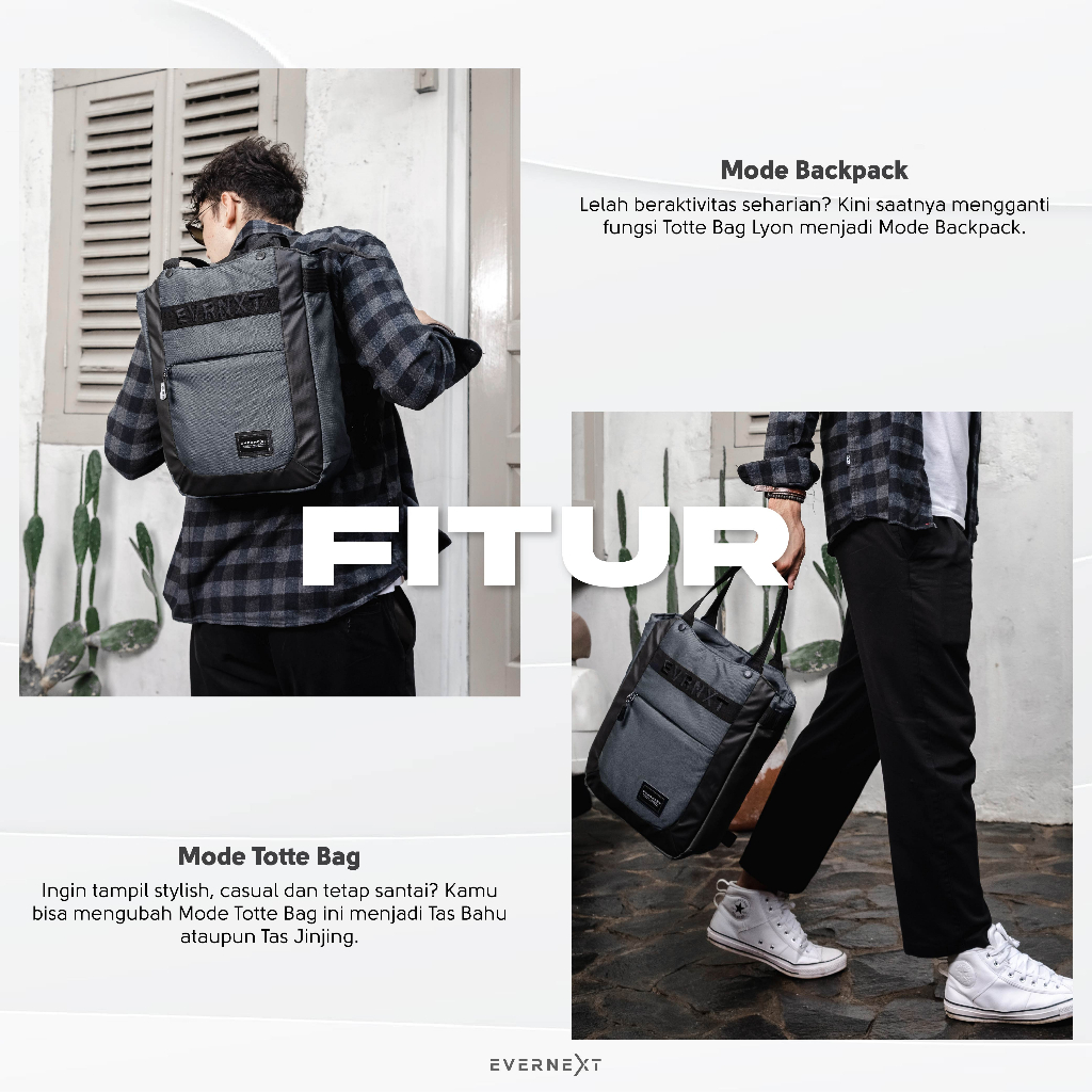 Jual Evernext - Totte Bag Pria Tas Ransel Laptop Tas Jinjing Lyon Totte ...