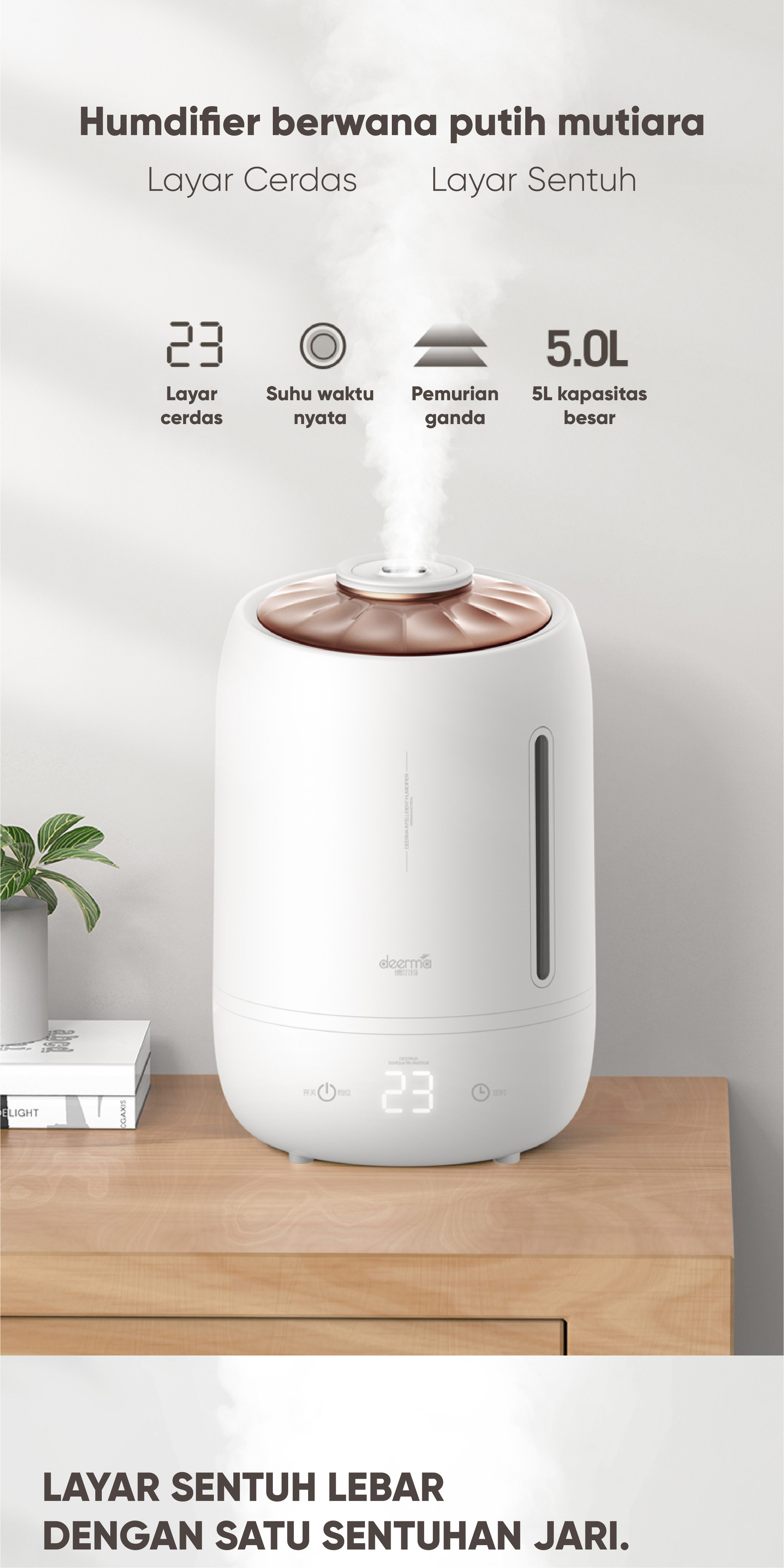 Jual Deerma F600 5L Humidifier Timing With Intelligent Touch Screen Air ...