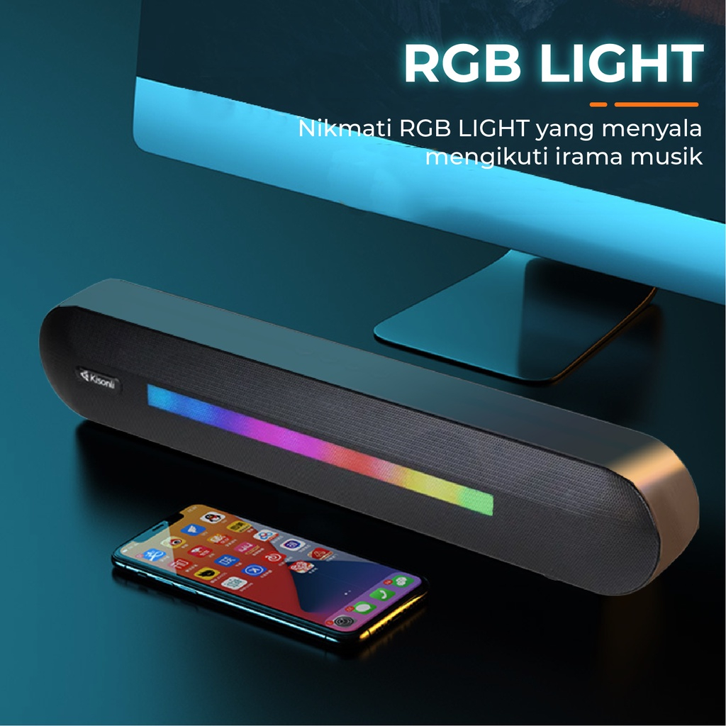 Jual KISONLI Speaker Bluetooth RGB Lighting LED911 Mini Super Bass ...