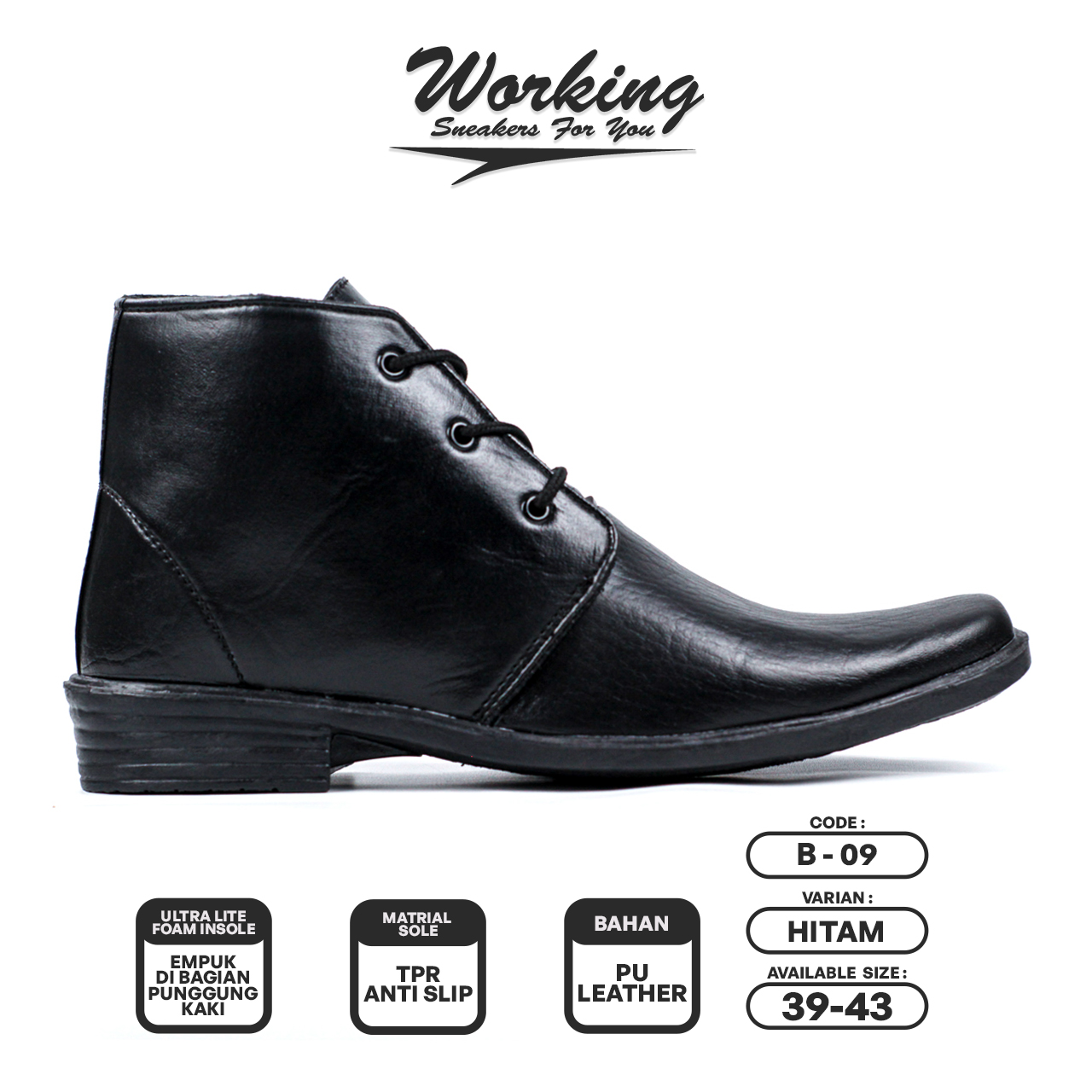 Jual Working Sneakers For You Sepatu Kerja Pantofel Boots Pria Kode B ...