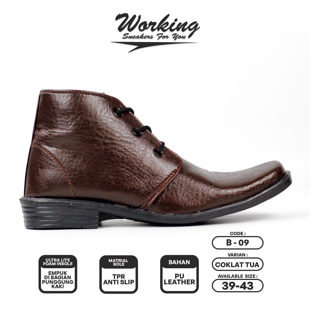 Jual Working Sneakers For You Sepatu Kerja Pantofel Boots Pria Kode B ...