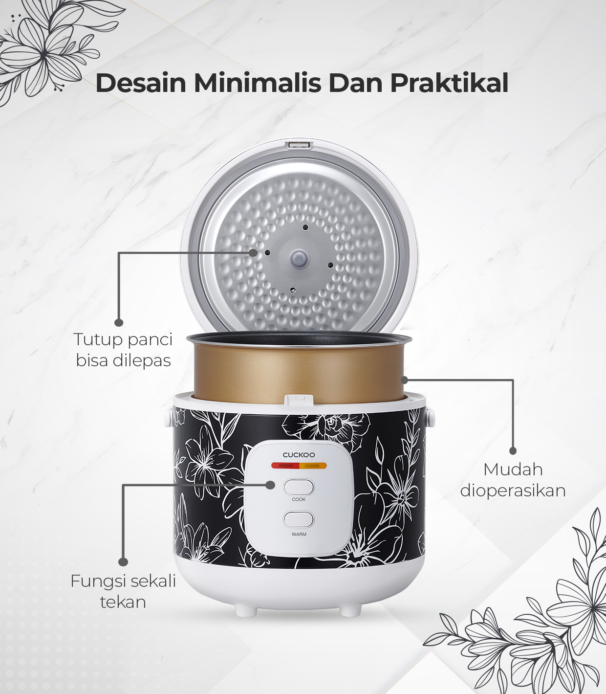 Jual CUCKOO Low Watt Mechanical Rice Cooker 1.8 L CR-1005/BKFR Magic ...