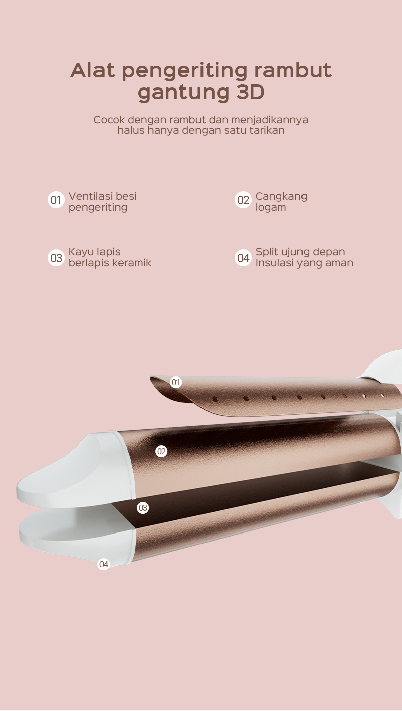 Jual HAN RIVER Catokan Rambut Curly 2in1 Pemanasan 20 Detik Catokan ...