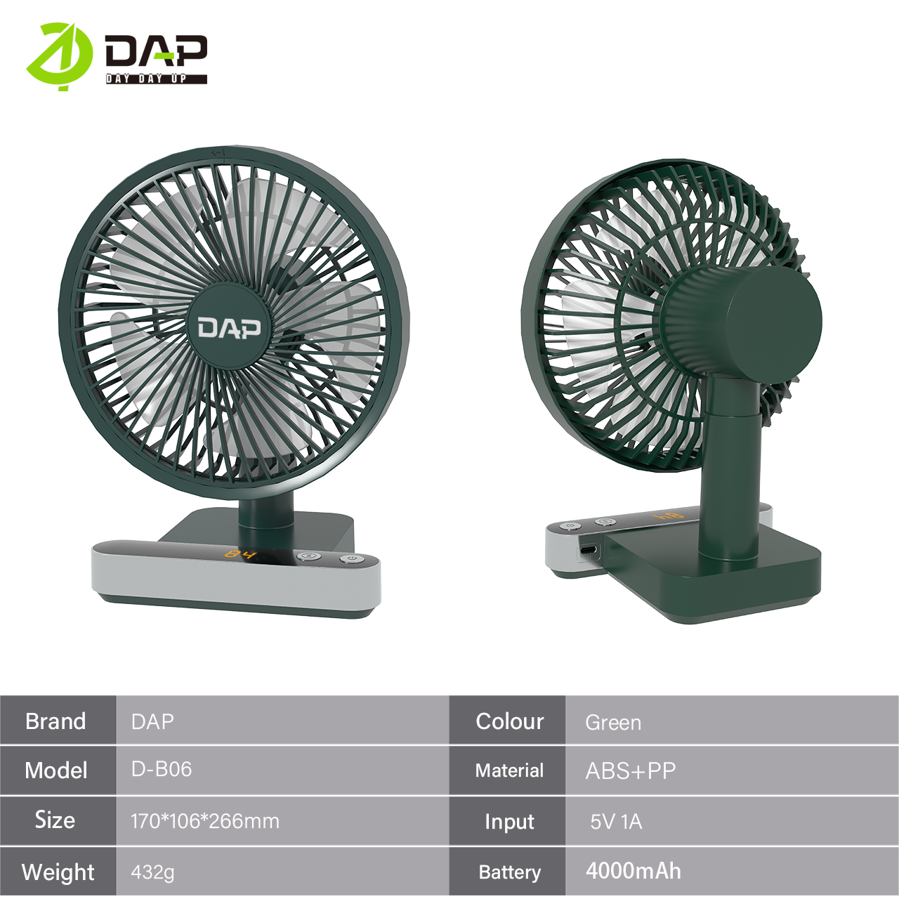 Jual DAP D-B06 Portable Fan Mini Automatic Swing 120° Around & 105 ...