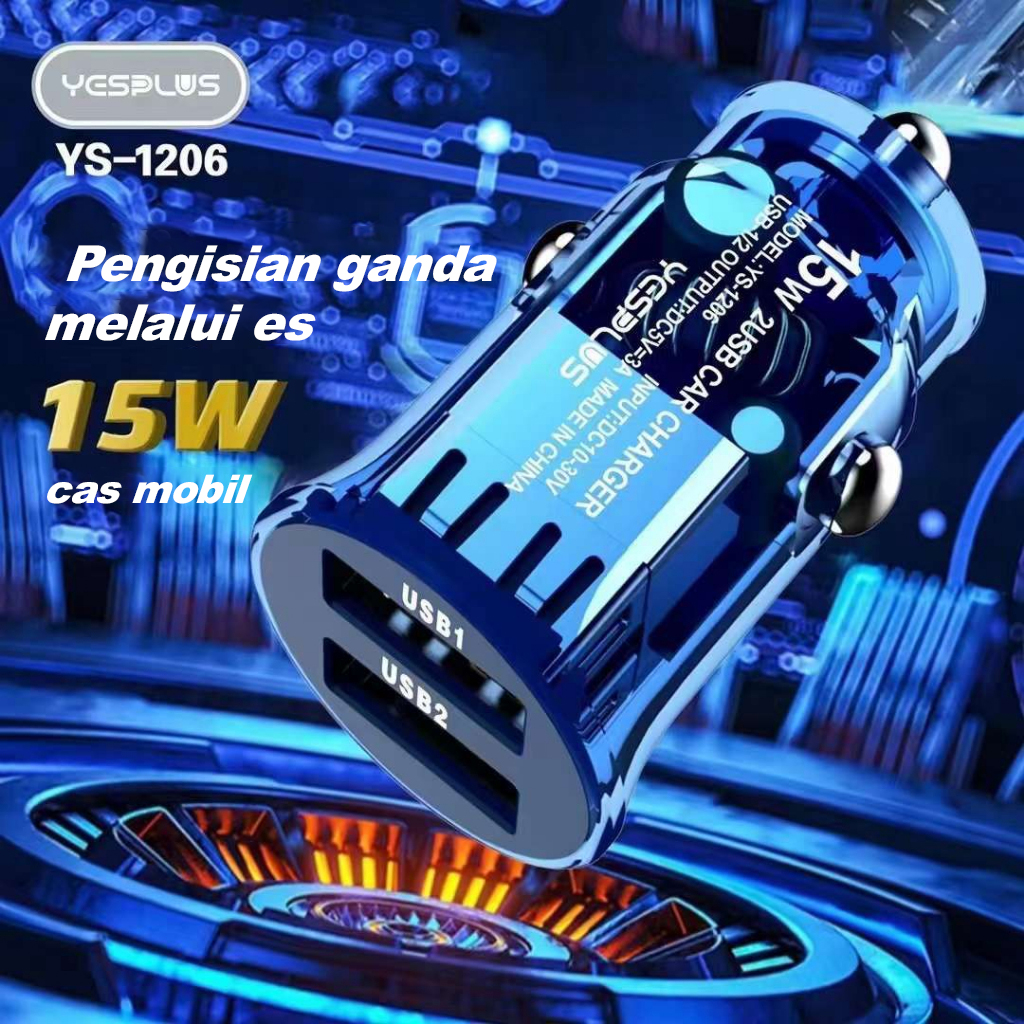 Jual Car Charger YESPLUS YS-1206 New Saver Car Charger Transparent Two ...