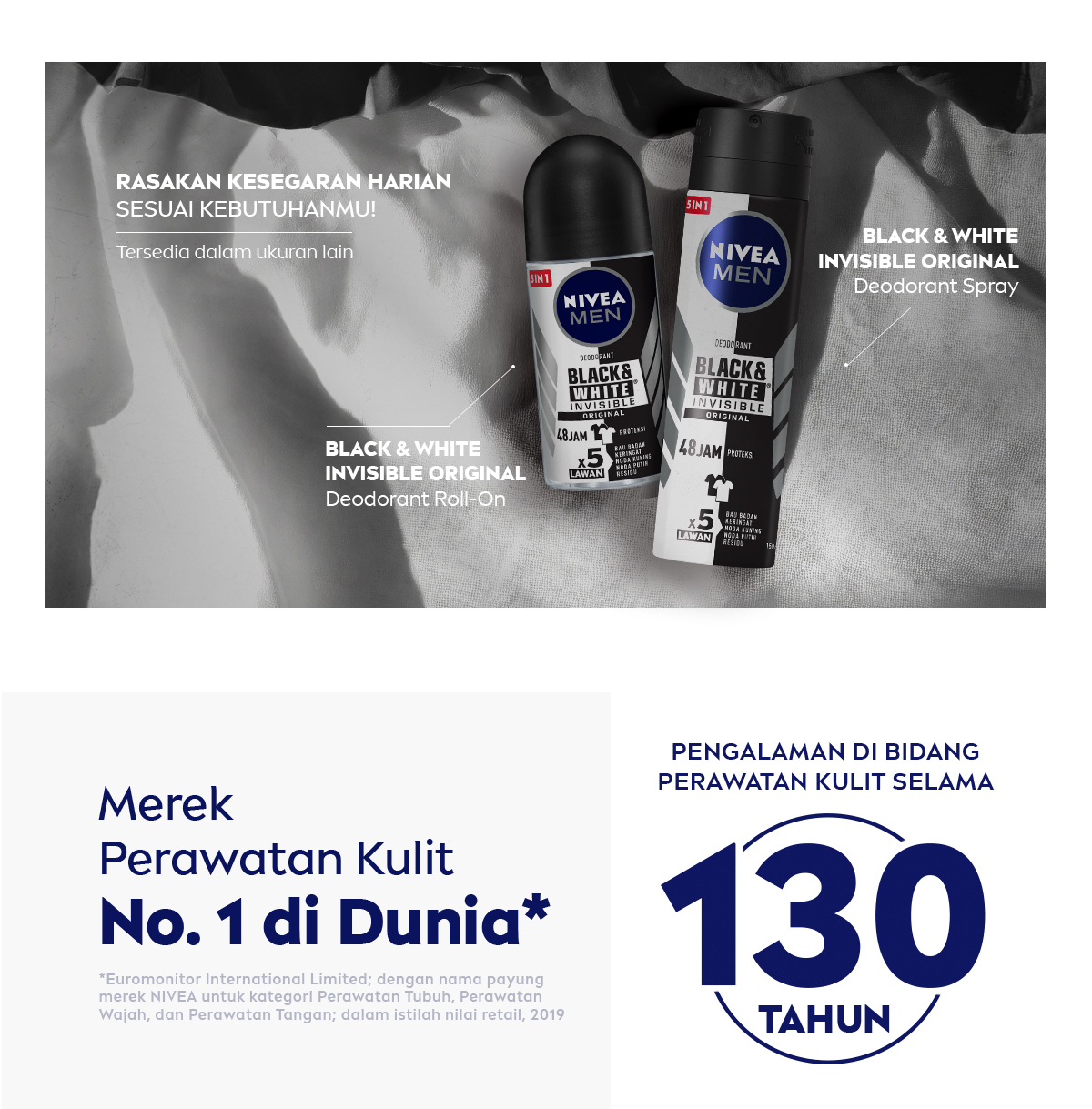 Jual NIVEA MEN Deodorant Spray Black & White Invisible Original 150ml ...