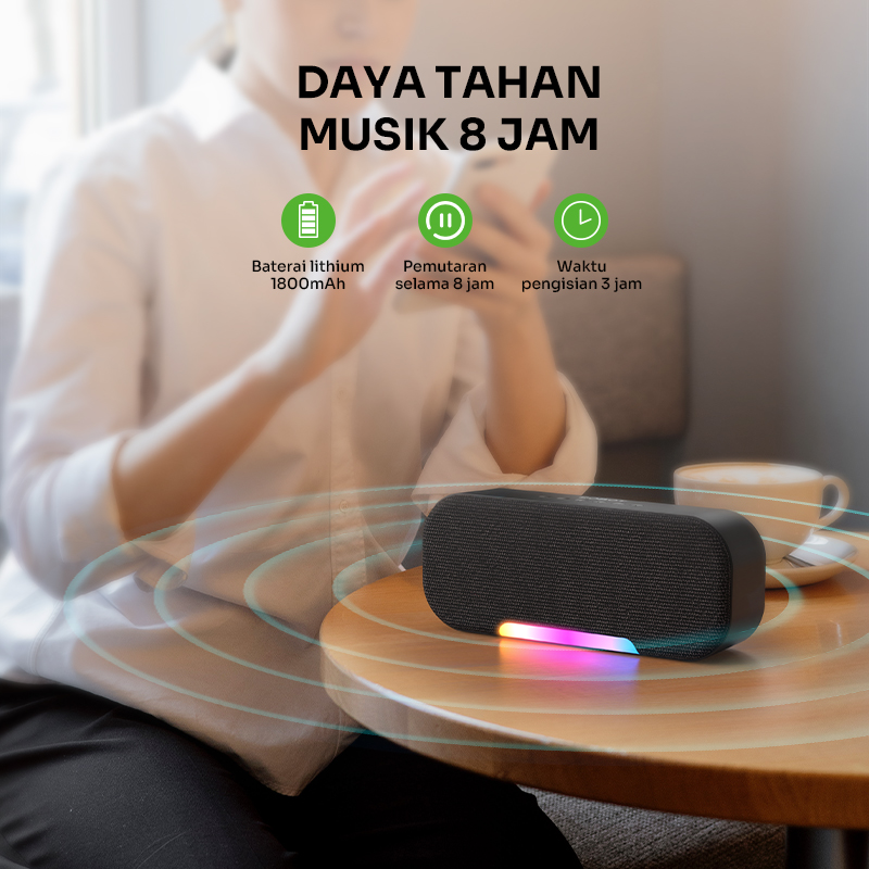 Jual ROBOT RB521 Bluetooth Speaker 10W RGB Dual Speaker 5.3 TWS Bass ...