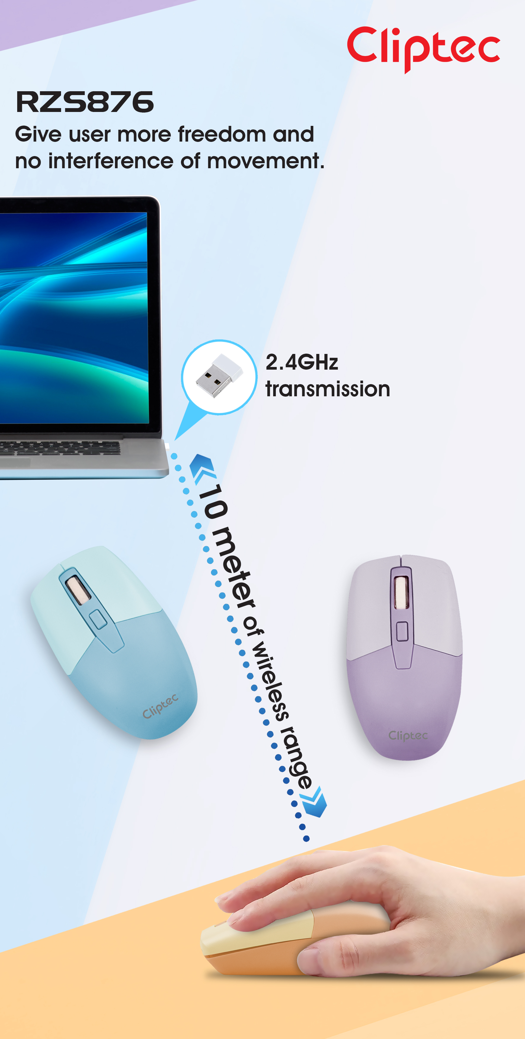 Jual Mouse Wireless Silent Click 1600Dpi Cliptec RZS876 | Shopee Indonesia