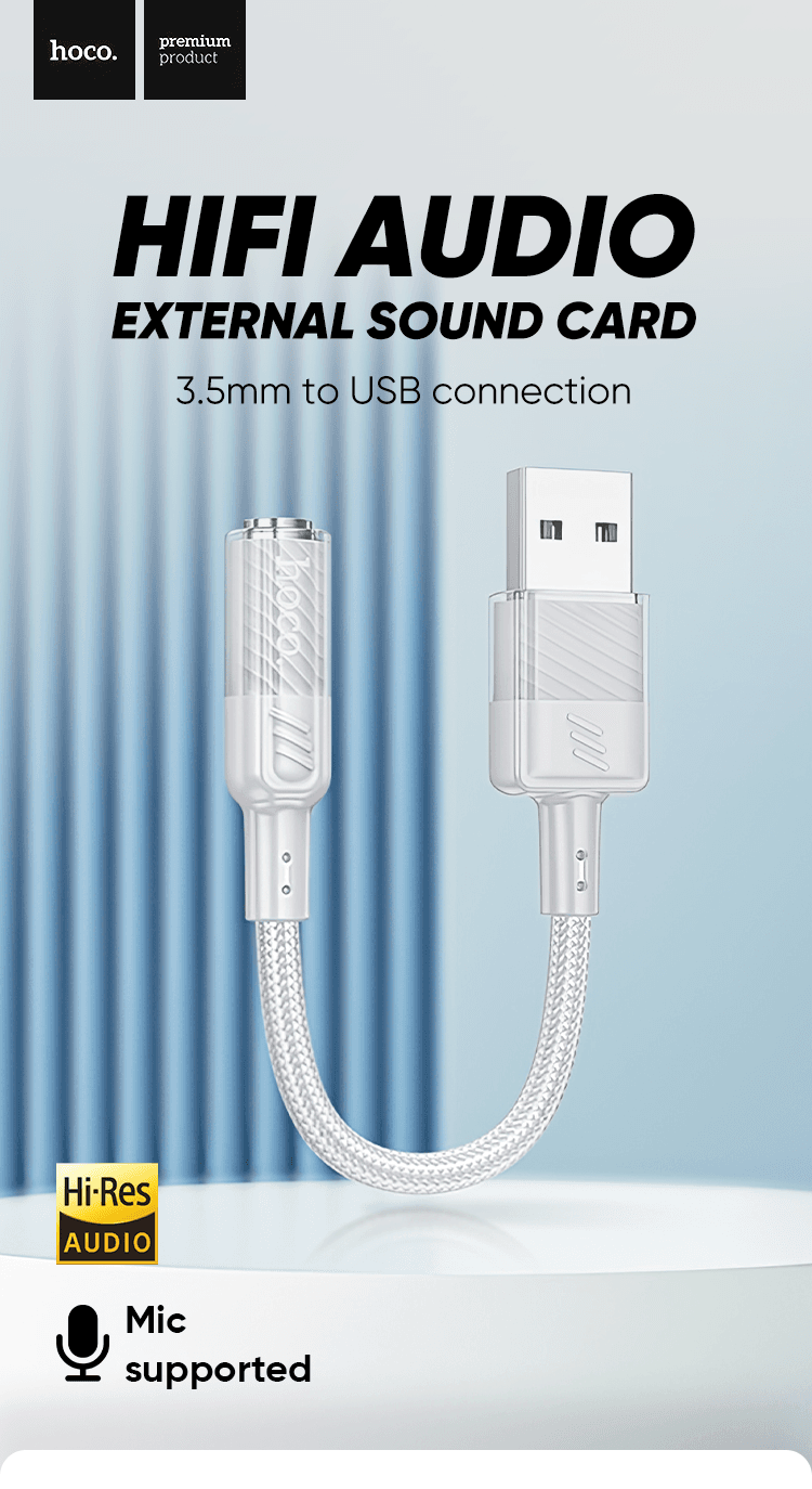 Jual Hoco USB to 3.5mm Jack Audio Converter Cable Adapter LS37 | Shopee ...
