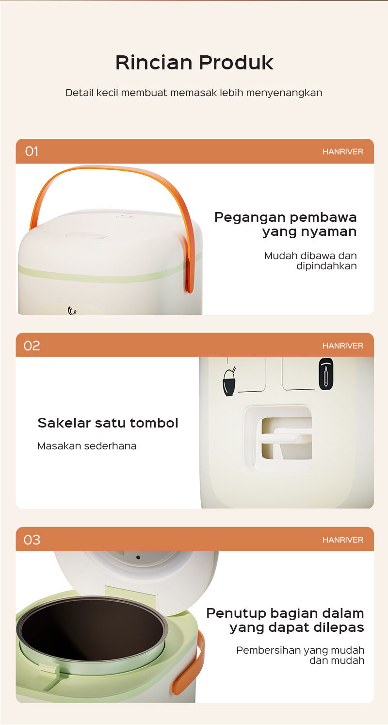Jual HAN RIVER Rice Cooker HRRC04 magic com mini /Portable/Travel ...
