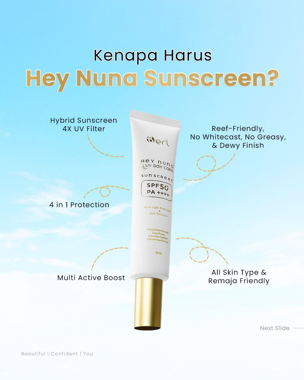 Jual B ERL Hey Nuna UV Day Hybrid Sunscreen 40ml l SPF 50 PA++++ l No ...
